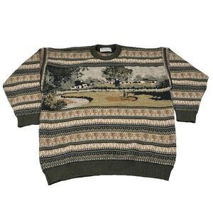 Vintage Burberrys New Wool Sweater Mens 46 XXL Golf Course Made In England